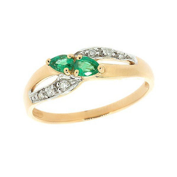 Женское золотое кольцо с изумрудами и бриллиантами