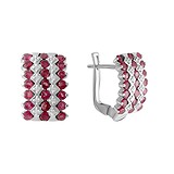Срібні сережки з куб. цирконіями і рубінами, 1750412