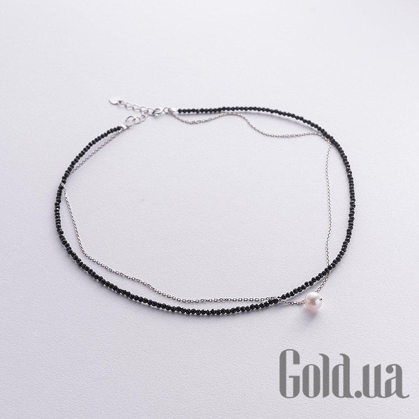 

Женские колье Украина, Серебряное колье с хрусталем и культив. жемчугом, 35