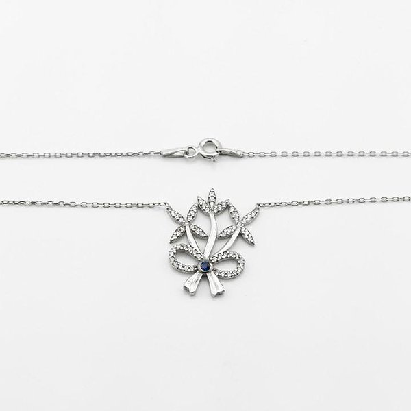 Серебряное колье с куб. циркониями DIACO14054 – изображение 2