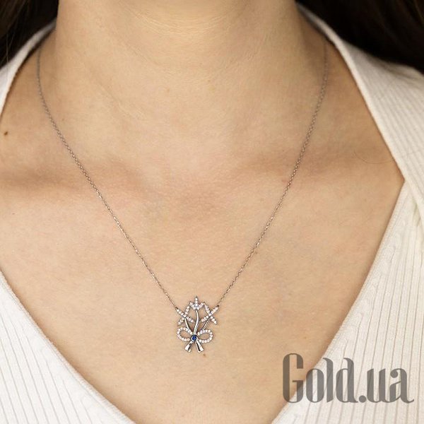 Серебряное колье с куб. циркониями DIACO14054 – изображение 3