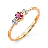 Женское золотое кольцо с бриллиантами и рубином, 1513869