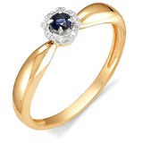Женское золотое кольцо с бриллиантами и сапфиром, 1555085