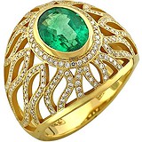 Женское золотое кольцо с изумрудом и бриллиантами, 1619085
