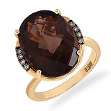 Женское золотое кольцо с бриллиантами и кварцем, 1666445