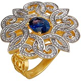 Женское золотое кольцо с бриллиантами и сапфиром, 1685645