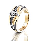 Мужское золотое кольцо с бриллиантом, 1513358