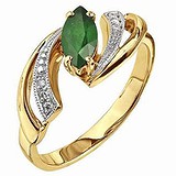 Женское золотое кольцо с бриллиантами и изумрудом, 1554830