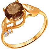 Женское золотое кольцо с куб. циркониями и раухтопазом, 1617550