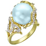 Женское золотое кольцо с бриллиантами и топазом, 1619086