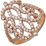 Женское серебряное кольцо с куб. циркониями в позолоте, 1621390