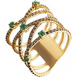 Женское золотое кольцо с бриллиантами и изумрудами, 1648782