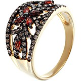 Женское золотое кольцо с бриллиантами и гранатами, 1654926