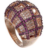Женское серебряное кольцо с куб. циркониями в позолоте, 1670286