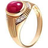 Женское золотое кольцо с бриллиантами и рубином, 1676686