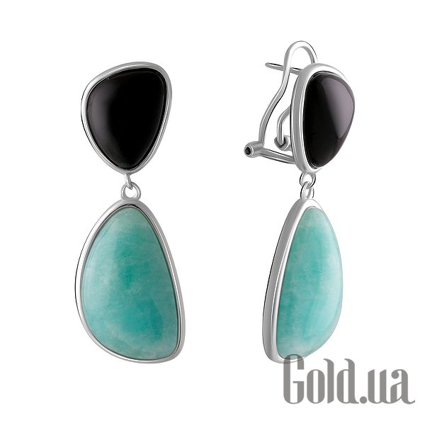 

Серьги с подвесками Fresh Jewelry, Серебряные серьги с амазонитами и ониксами