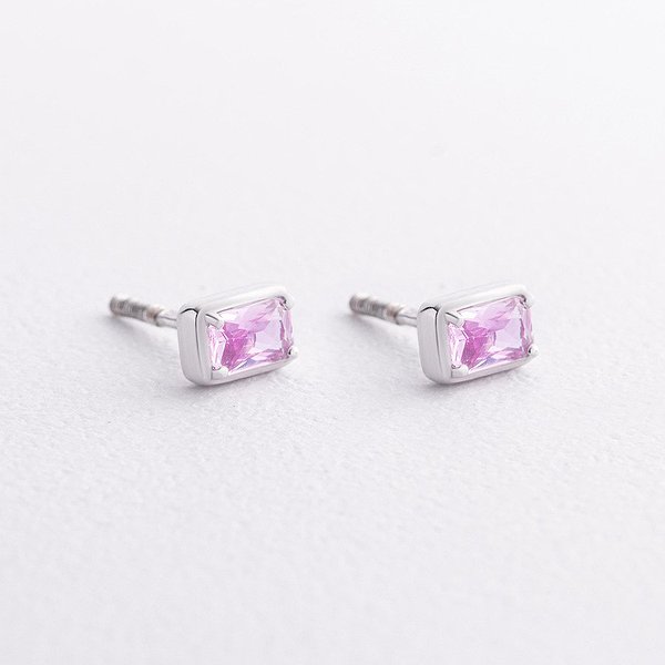 Серебряные серьги с синт. сапфирами onx2685/1р-PSPH