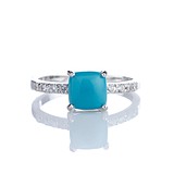 Женское серебряное кольцо с бирюзой и куб. циркониями, 247182