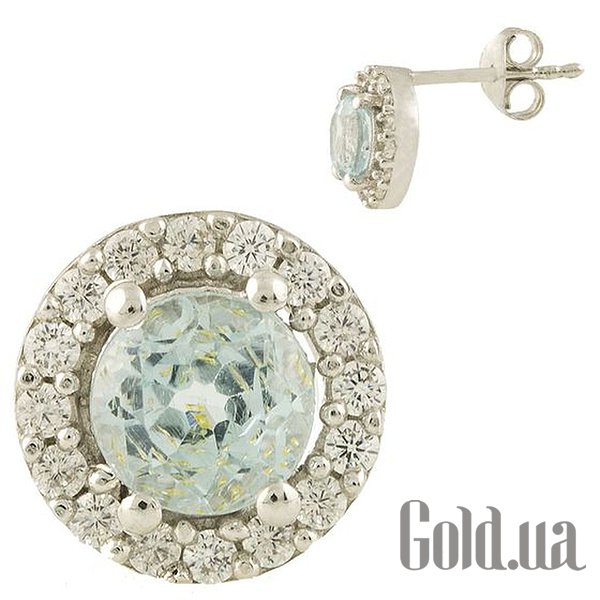 

Серьги-гвоздики Fresh Jewelry, Серебряные серьги с куб. циркониями и топазами