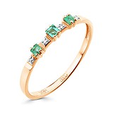 Женское золотое кольцо с бриллиантами и изумрудами, 1513615