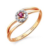 Женское золотое кольцо с бриллиантами и рубином, 1513871