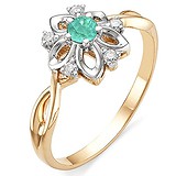 Женское золотое кольцо с бриллиантами и изумрудом, 1554575