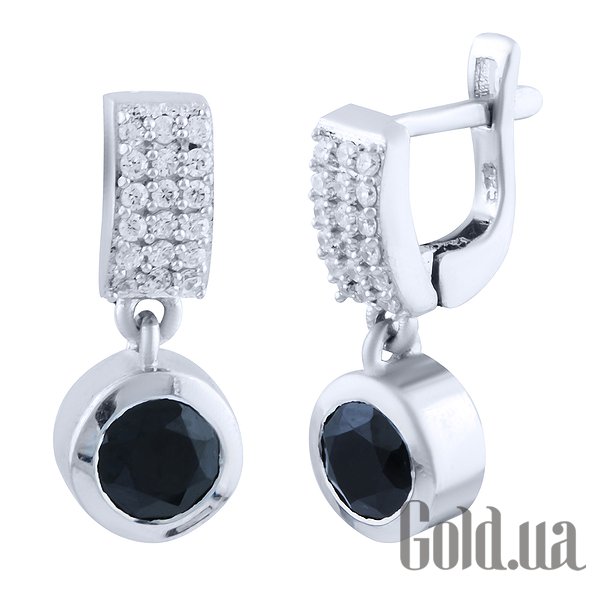 

Серьги с подвесками Fresh Jewelry, Серебряные серьги с сапфирами и куб. циркониями