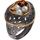 Женское серебряное кольцо с гранатами и жемчугом, 1644687