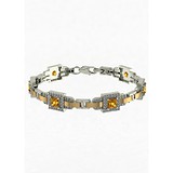 Женский серебряный браслет с куб. циркониями и вставками из золота, 1649039
