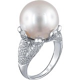 Женское золотое кольцо с бриллиантами и культив. жемчугом, 1656463