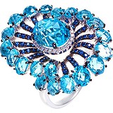 Женское золотое кольцо с топазами, сапфирами и бриллиантами, 1667983