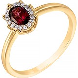 Женское золотое кольцо с бриллиантами и родолитом, 1668239