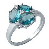 Женское серебряное кольцо с топазами и куб. циркониями