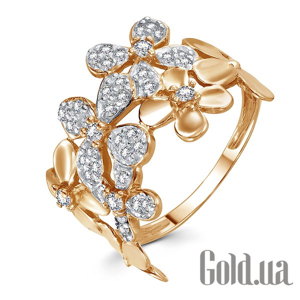 

Кольцо Украина, Женское золотое кольцо с куб. циркониями, 18.5