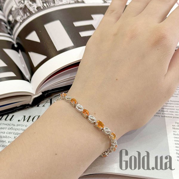 Жіночі браслети Fresh Jewelry Жіночий срібний браслет з куб. цирконіями та кварцами, 17