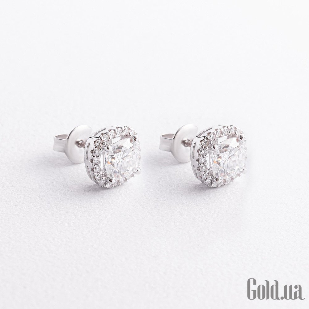Серебряные серьги с муассанитами onx123566 – изображение 2
