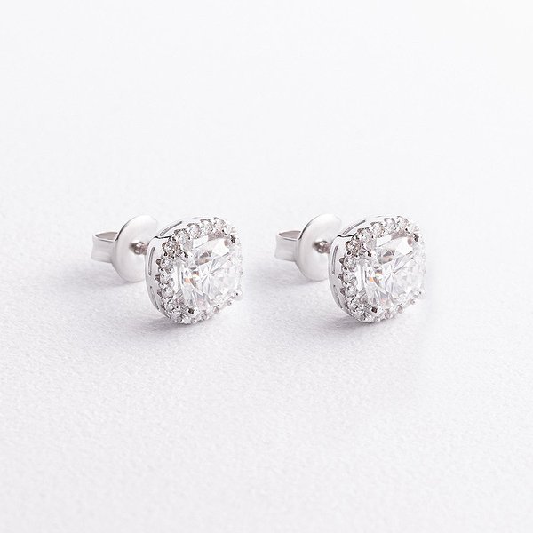 Серебряные серьги с муассанитами onx123566 – изображение 2