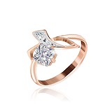 Женское серебряное кольцо с  куб. циркониями в позолоте, 273295