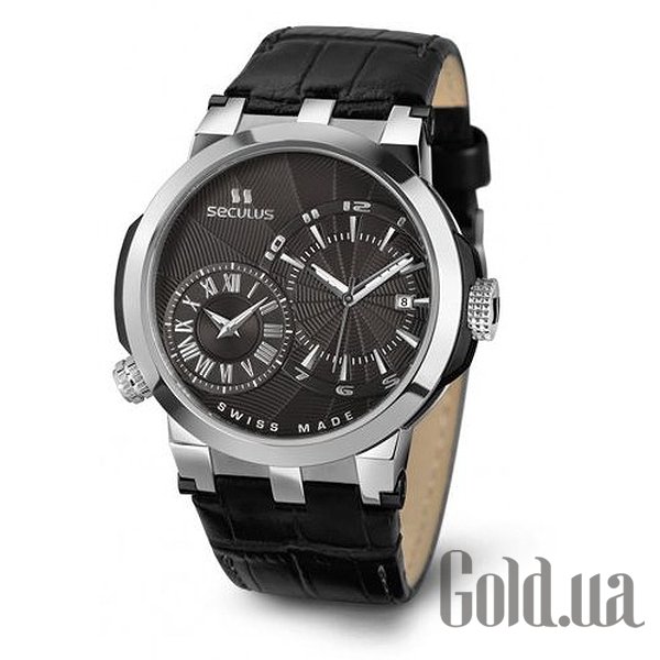 

Швейцарские часы Seculus, black, ss, black leather 4511.5.775/751