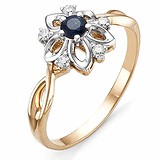 Женское золотое кольцо с бриллиантами и сапфиром, 1554576
