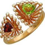 Женское золотое кольцо с хризолитом и гранатом, 1605264