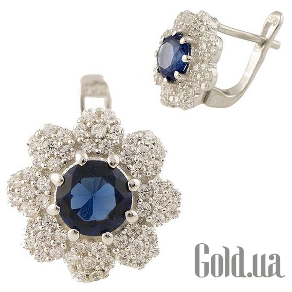 

Серьги Fresh Jewelry, Серебряные серьги с синт. сапфирами и куб. циркониями