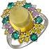 Женское серебряное кольцо с куб. циркониями, аметистами, синт. цитринами и кристаллами Swarovski - фото 1