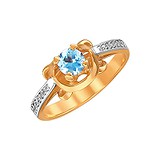 Женское золотое кольцо с куб. циркониями и топазом, 1623440