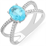 Женское серебряное кольцо с кварцем и куб. циркониями, 1667216