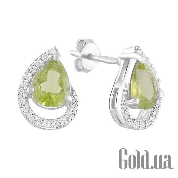 

Серьги-гвоздики Fresh Jewelry, Серебряные серьги с куб. циркониями и перидотами
