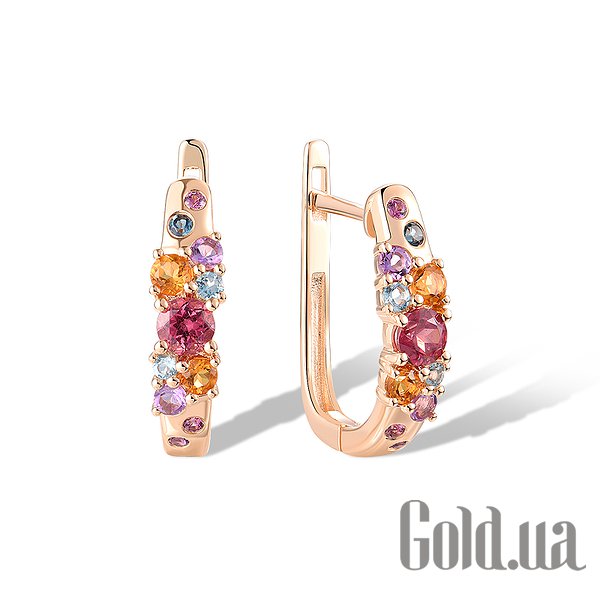 

Серьги Lurie Jewelry, Золотые серьги с аметистами, родолитами, топазами и цитринами