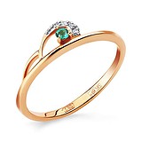 Женское золотое кольцо с бриллиантами и изумрудом, 1513617