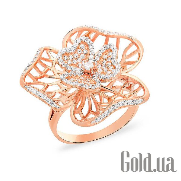 

Кольцо Украина, Женское золотое кольцо с куб. циркониями, 17.5