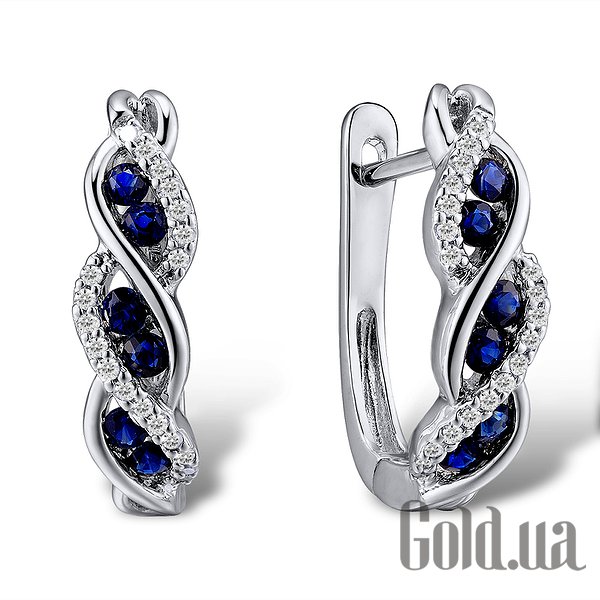 

Серьги Lurie Jewelry, Золотые серьги с бриллиантами и сапфирами